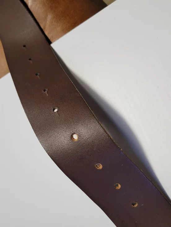 Ralph Lauren Brown Leather Belt L Genuine Leather Large Brass Buckle Vintage - Picture 6 of 8